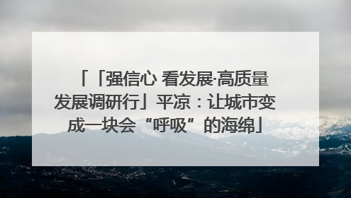 「强信心 看发展·高质量发展调研行」平凉：让城市变成一块会“呼吸”的海绵