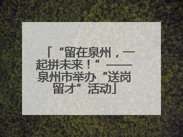 “留在泉州，一起拼未来！”——泉州市举办“送岗留才”活动