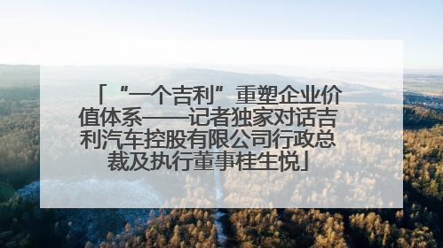 “一个吉利”重塑企业价值体系——记者独家对话吉利汽车控股有限公司行政总裁及执行董事桂生悦