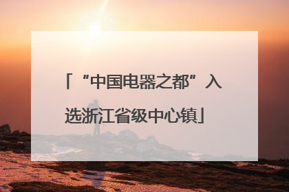 “中国电器之都”入选浙江省级中心镇