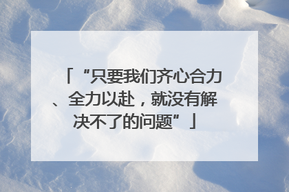 “只要我们齐心合力、全力以赴，就没有解决不了的问题”