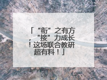 “衔”之有方，“接”力成长！这场联合教研超有料！