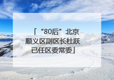 “80后”北京顺义区副区长杜跃已任区委常委