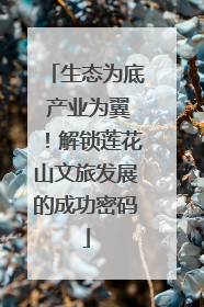 生态为底 产业为翼！解锁莲花山文旅发展的成功密码
