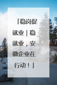 稳岗促就业｜稳就业，安徽企业在行动！