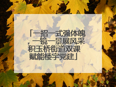 一招一式强体魄，一镜一景展风采 积玉桥街道双课赋能楼宇党建