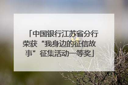 中国银行江苏省分行荣获“我身边的征信故事”征集活动一等奖