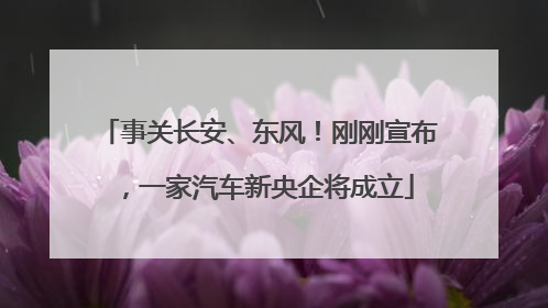 事关长安、东风！刚刚宣布，一家汽车新央企将成立