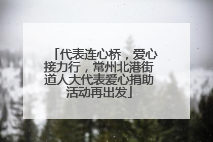 代表连心桥，爱心接力行，常州北港街道人大代表爱心捐助活动再出发