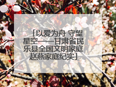 以爱为舟 守望星空——甘肃省民乐县全国文明家庭赵燕家庭纪实
