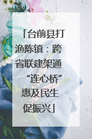 台前县打渔陈镇：跨省联建架通“连心桥” 惠及民生促振兴