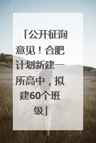 公开征询意见！合肥计划新建一所高中，拟建60个班级