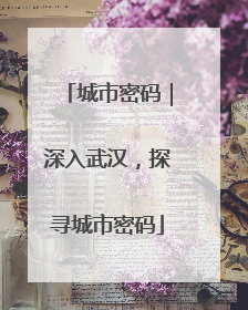 城市密码｜深入武汉，探寻城市密码