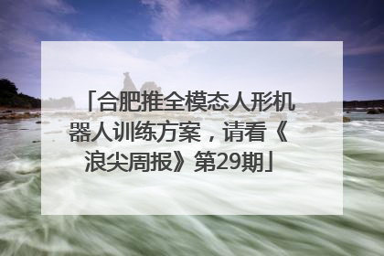 合肥推全模态人形机器人训练方案，请看《浪尖周报》第29期