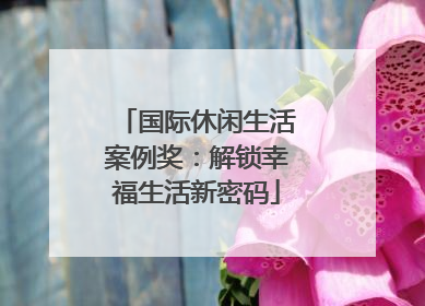 国际休闲生活案例奖：解锁幸福生活新密码