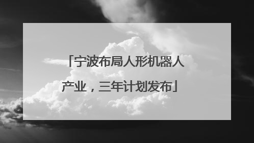 宁波布局人形机器人产业，三年计划发布