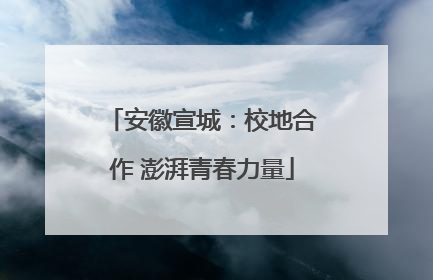 安徽宣城：校地合作 澎湃青春力量