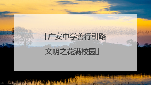 广安中学善行引路 文明之花满校园