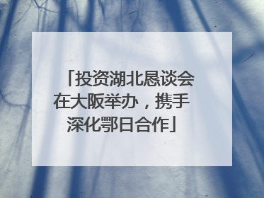 投资湖北恳谈会在大阪举办，携手深化鄂日合作