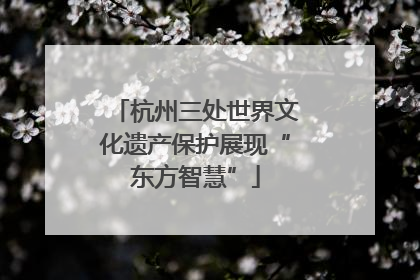 杭州三处世界文化遗产保护展现“东方智慧”