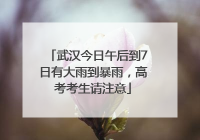 武汉今日午后到7日有大雨到暴雨,高考考生请注意