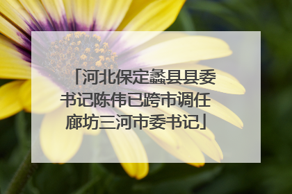 河北保定蠡县县委书记陈伟已跨市调任廊坊三河市委书记