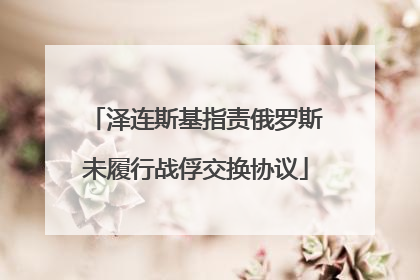 泽连斯基指责俄罗斯未履行战俘交换协议