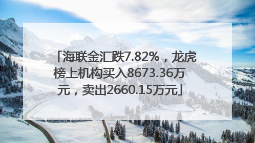 海联金汇跌7.82%，龙虎榜上机构买入8673.36万元，卖出2660.15万元