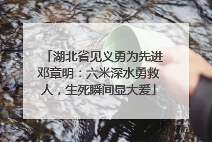 湖北省见义勇为先进邓章明：六米深水勇救人，生死瞬间显大爱