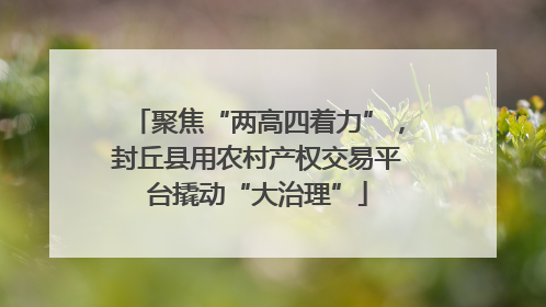 聚焦“两高四着力”，封丘县用农村产权交易平台撬动“大治理”