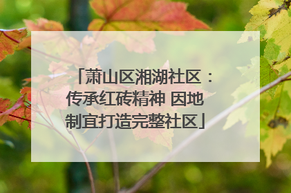 萧山区湘湖社区：传承红砖精神 因地制宜打造完整社区