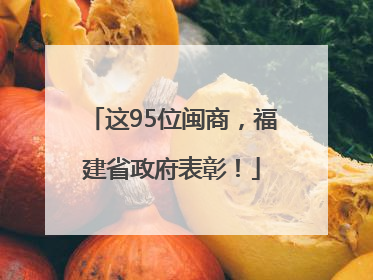 这95位闽商，福建省政府表彰！