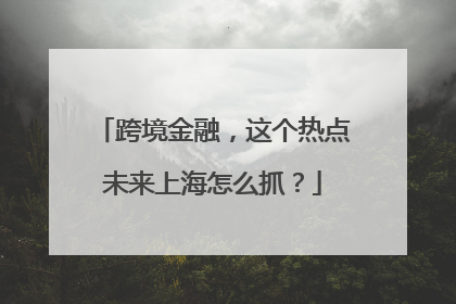 跨境金融，这个热点未来上海怎么抓？