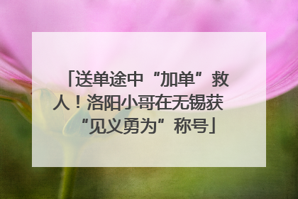 送单途中“加单”救人！洛阳小哥在无锡获“见义勇为”称号
