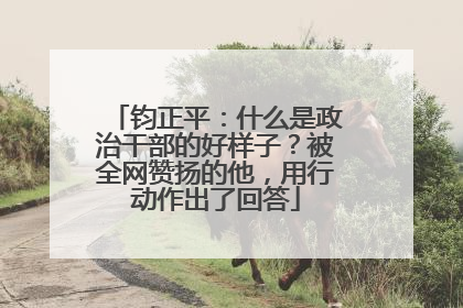 钧正平：什么是政治干部的好样子？被全网赞扬的他，用行动作出了回答