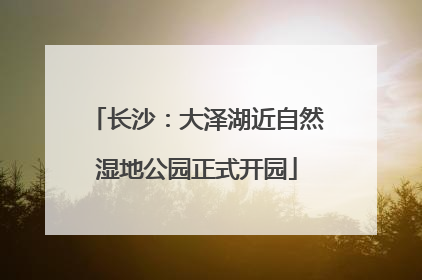 长沙：大泽湖近自然湿地公园正式开园