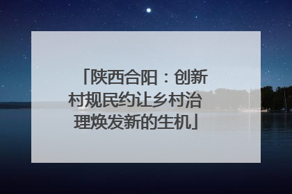 陕西合阳：创新村规民约让乡村治理焕发新的生机