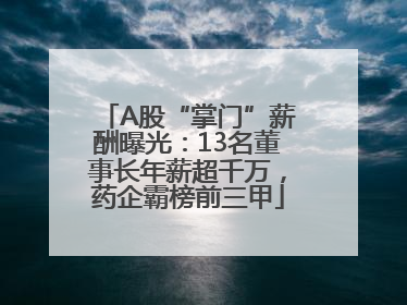 A股“掌门”薪酬曝光：13名董事长年薪超千万，药企霸榜前三甲